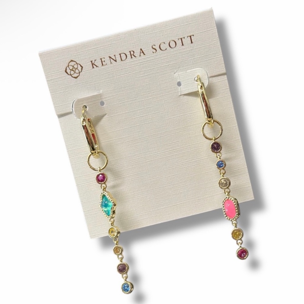 Kendra Scott Mixed Stone Mismatch Charm Huggie Hoop Earrings - NEW